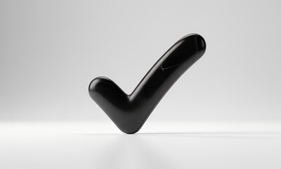 Black Marble Check Mark on White Background