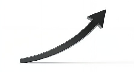 Black Upward Arrow, Business Growth Concept on White Background
