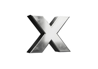 Shiny metallic letter X isolated on a black background, perfect for branding and design