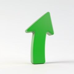 Green 3D Arrow Pointing Up on White Background