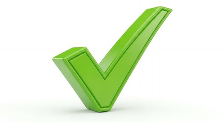Green 3D Check Mark Icon Isolated on White Background for Success, Acceptance, Verification, and Confirmation