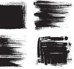 Grunge Abstract Vector Set Black Ink Brush Stroke Textures