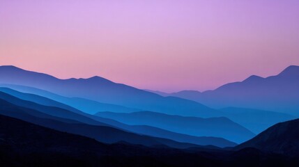 Obraz premium Blue Ridge Mountains Layers at Twilight a Serene Vista with Gradient Hues and a Majestic Mountain Range in a Peaceful Setting