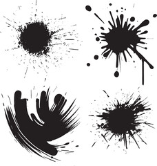 spleter Black Ink Brush Stroke Collection – Grunge Paint Texture Set vector