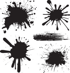 spleter Black Ink Brush Stroke Collection – Grunge Paint Texture Set vector