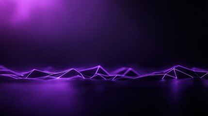 Abstract purple neon lights forming geometric waves on dark background
