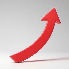Red Arrow Pointing Upward on White Background, Business, Growth, Success