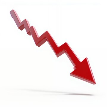 Red downward arrow on white background