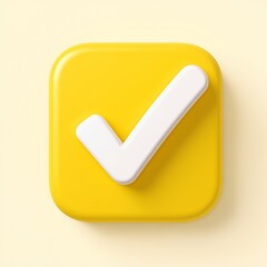 White Check Mark in Yellow Square - Approved, Validation, Success Concept