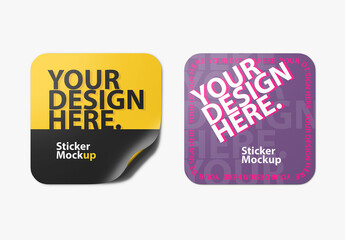 Square adhesive Sticker Mockup with Round corners