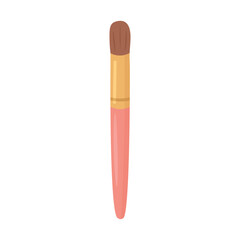 Small makeup brush with pink handle and golden detail, flat style, clean isolated illustration.