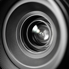 A camera lens with a black and white color