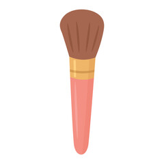 Medium blush makeup brush with pink handle and golden detail, flat style, clean isolated illustration.