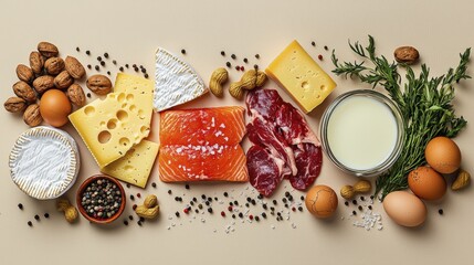 A delicious spread showcasing a variety of protein-rich foods for a wholesome, nutritious meal.