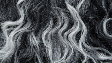 Flowing, gray-scaled strands form a complex, textured, wavy pattern, abstract close-up