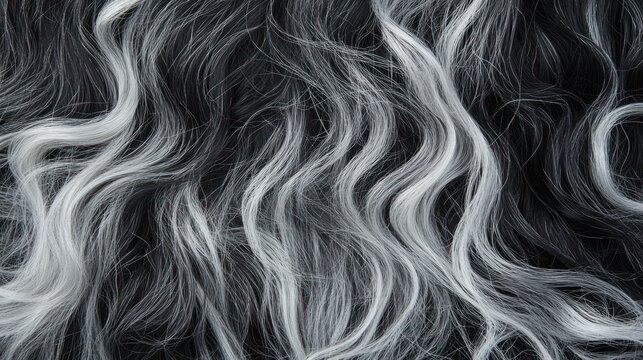 Flowing, gray-scaled strands form a complex, textured, wavy pattern, abstract close-up