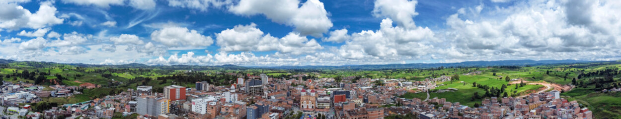 Santa Rosa de Osos, Antioquia - Colombia. June 15, 2025. Aerial view from a drone, with a temperature of 17 degrees Celsius.