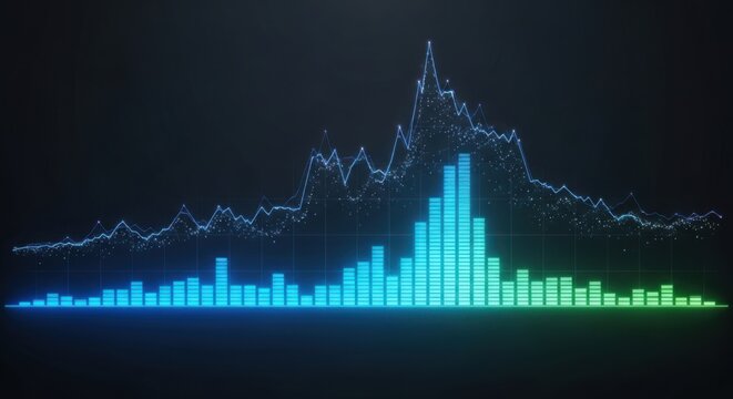Dynamic sound waveform visualization with abstract mountain peak