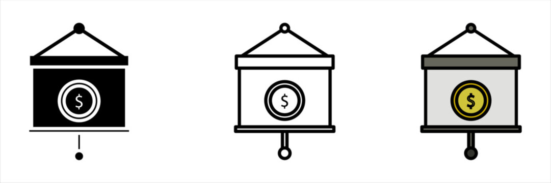 Monetization set vector icon on white background