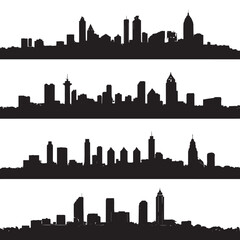 Naklejka premium Atlanta Georgia skyline silhouette set, Black & White silhouette set