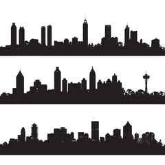 Fototapeta premium Atlanta skyline silhouette set, Black & White silhouette set