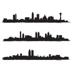 Naklejka premium Atlanta skyline silhouette set, Black & White silhouette set