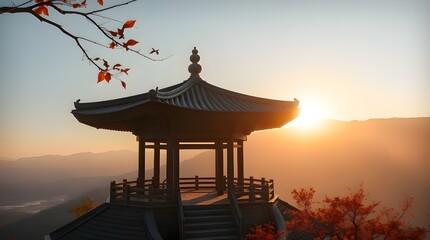 Fototapeta premium pagoda at sunset