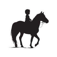 Baby on a horse silhouette set, Black & White silhouette set