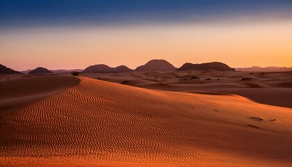 Fototapeta premium serene desert dune field in sudan during soft twilight emphasizing climate extremes