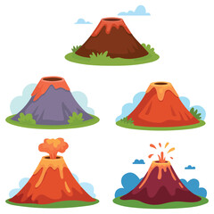 Cartoon hot volcano with lava eruption mountain icon vector illustration on white background © azzedine