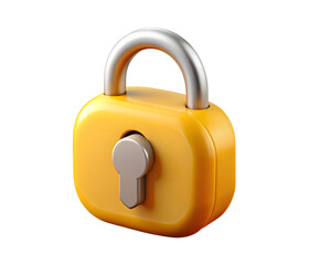 3d icon of yellow padlock isolated on transparent background