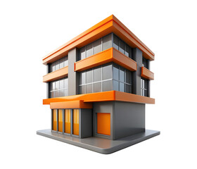 3d icon of modern building isolated on transparent background