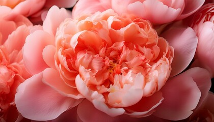 Fototapeta premium coral peony flowers background close up