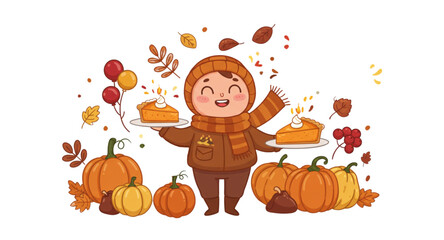 Fototapeta premium girl with pumpkins
