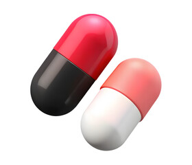 3d icon of two medical capsules isolated on transparent background