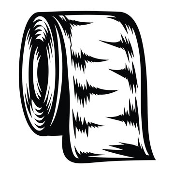 recommend clip art: Monochrome roll of toilet paper illustration, stylized and artistic black and white