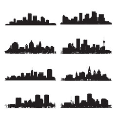 Naklejka premium Baltimore city skyline silhouette set, Black & White silhouette set