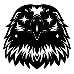 Obraz premium Majestic bald eagle stylized graphic head design with stars in the background