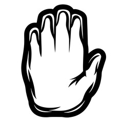 Obraz premium Black and White Hand with Outlines Gesturing for Stop or Hello