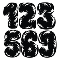 Whimsical Numbers One Through Nine with Decorative Swirls and Sharp Lines