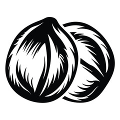 Abstract Black and White Illustration of Two Intersecting Spheres in a Graphic Style