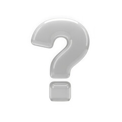 3d icon of a glossy white question mark symbol isolated on transparent background, representing uncertainty or a query