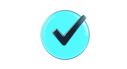 Check Mark Icon on Blue Circle, Isolated on White Background