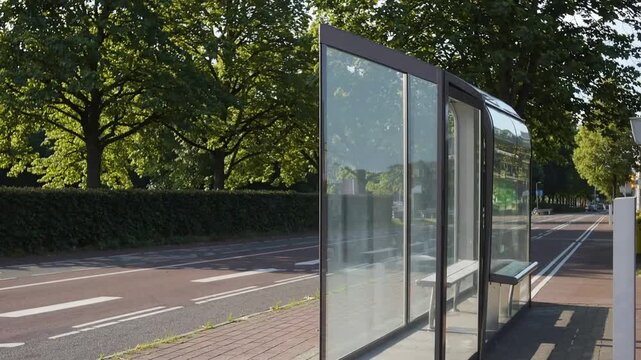 bus stop with bus shelter in the Netherlands bus stop with bus shelter in the Netherlands summer