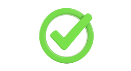 Check Mark Symbol - Green Circle - Icon of Approval, Success, Validation, Isolated on White
