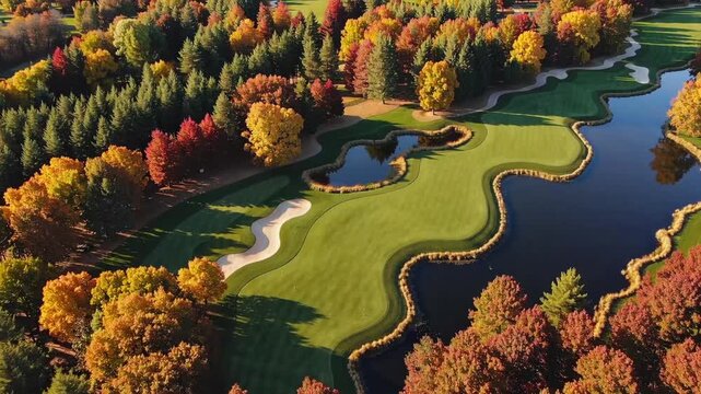 Links landscape during the fall season from elevated vantage point.