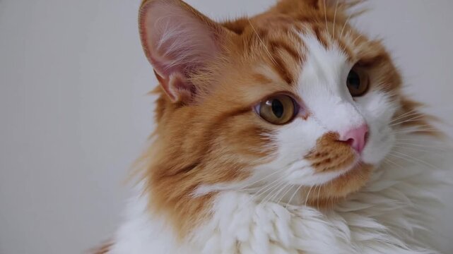 Feline Staring Intently at Unseen Object Beyond the Frame, Lying on Its Side