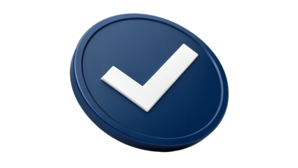 Checkmark Symbol in Blue Circle, Approved Sign, Vote Icon, Isolated on White Background