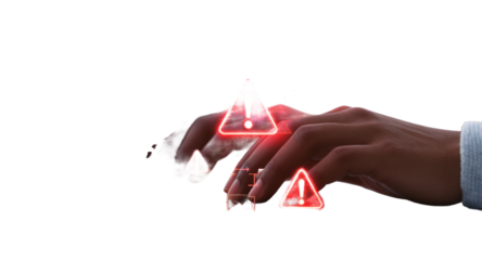 Computer security concept Warning signs and data breach