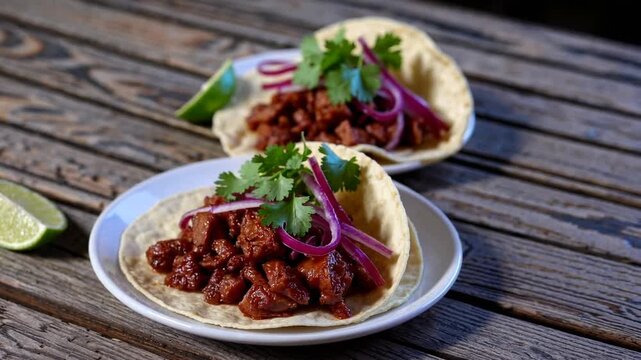 Authentic Yucatan-style pulled pork tacos wrapped in soft corn tortillas